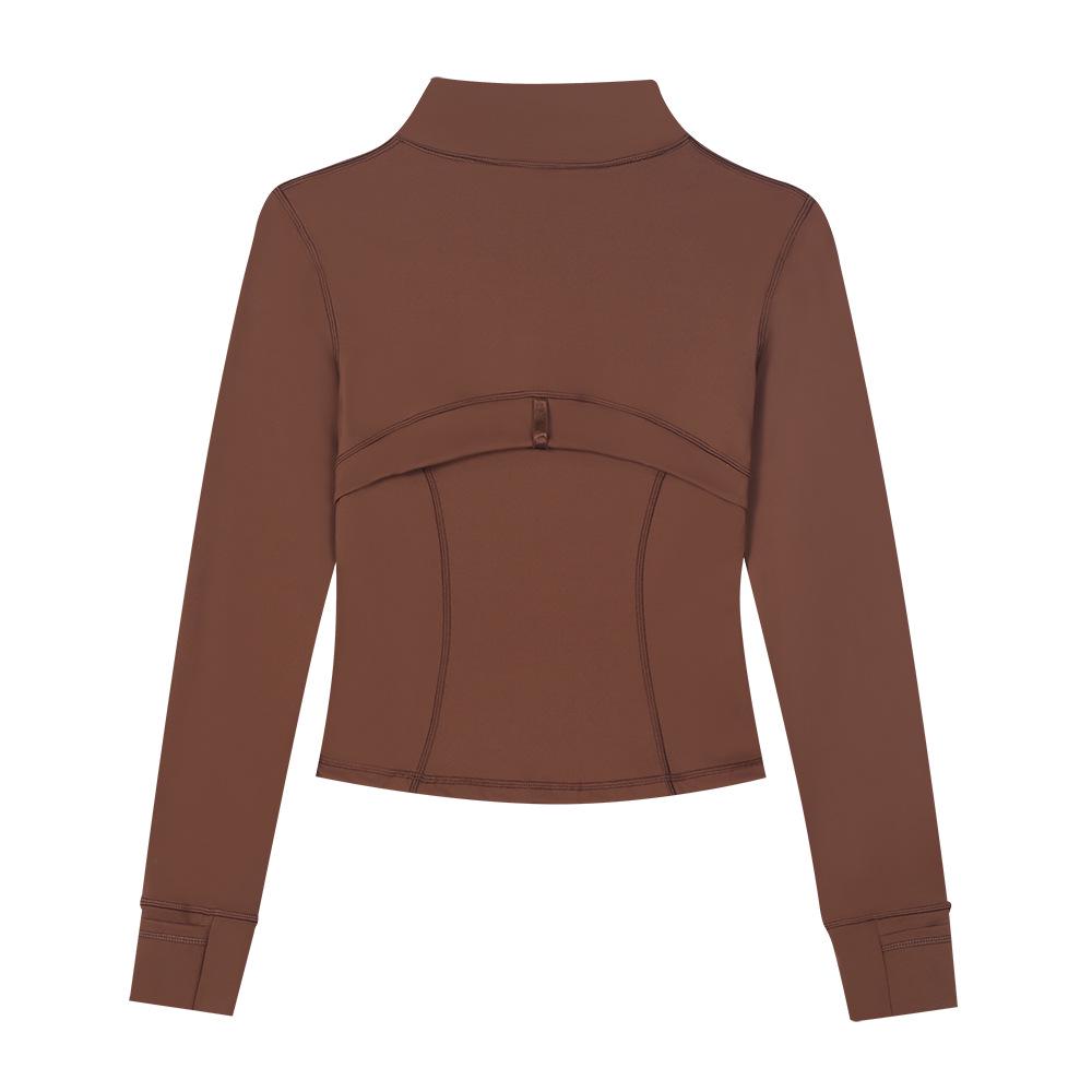 Lulu Logo Slim-Fit Ladies' Stand-Collar Jacket with Gold Zipper, Long-Sleeved Sports Fitness Outerwear