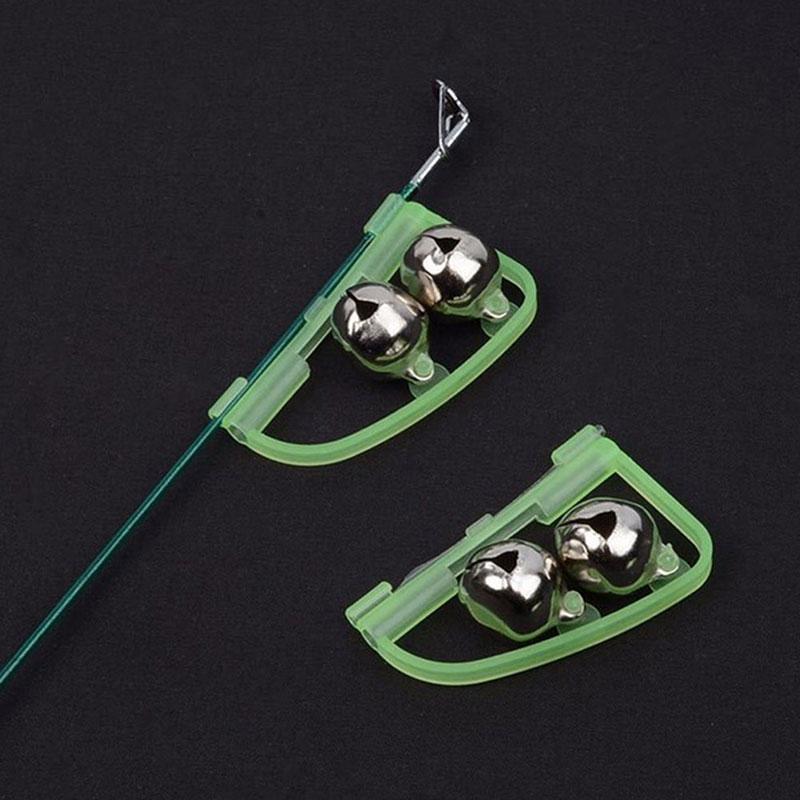 Fluorescent Fishing Tackle Rod Pole Tip Clip Twin Bell Alarm Alert Night Ring