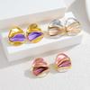 Ins Stainless Steel Irregular Pleated Contrast Color Stud Earrings for Women - Niche Design, Simple Commuting Accessory for Autumn and Winter.