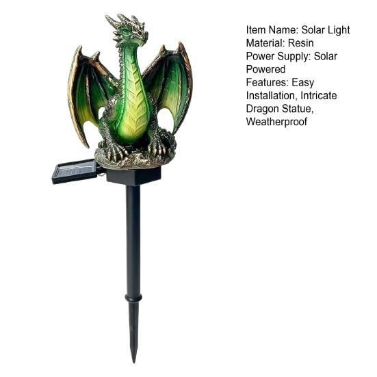 Solar Powered Magical Dragon Ornaments Garden Light, Waterproof Medieval Statue Lamp, Outdoor Decorative Figurine Stakes Gothic Fantasy Decor