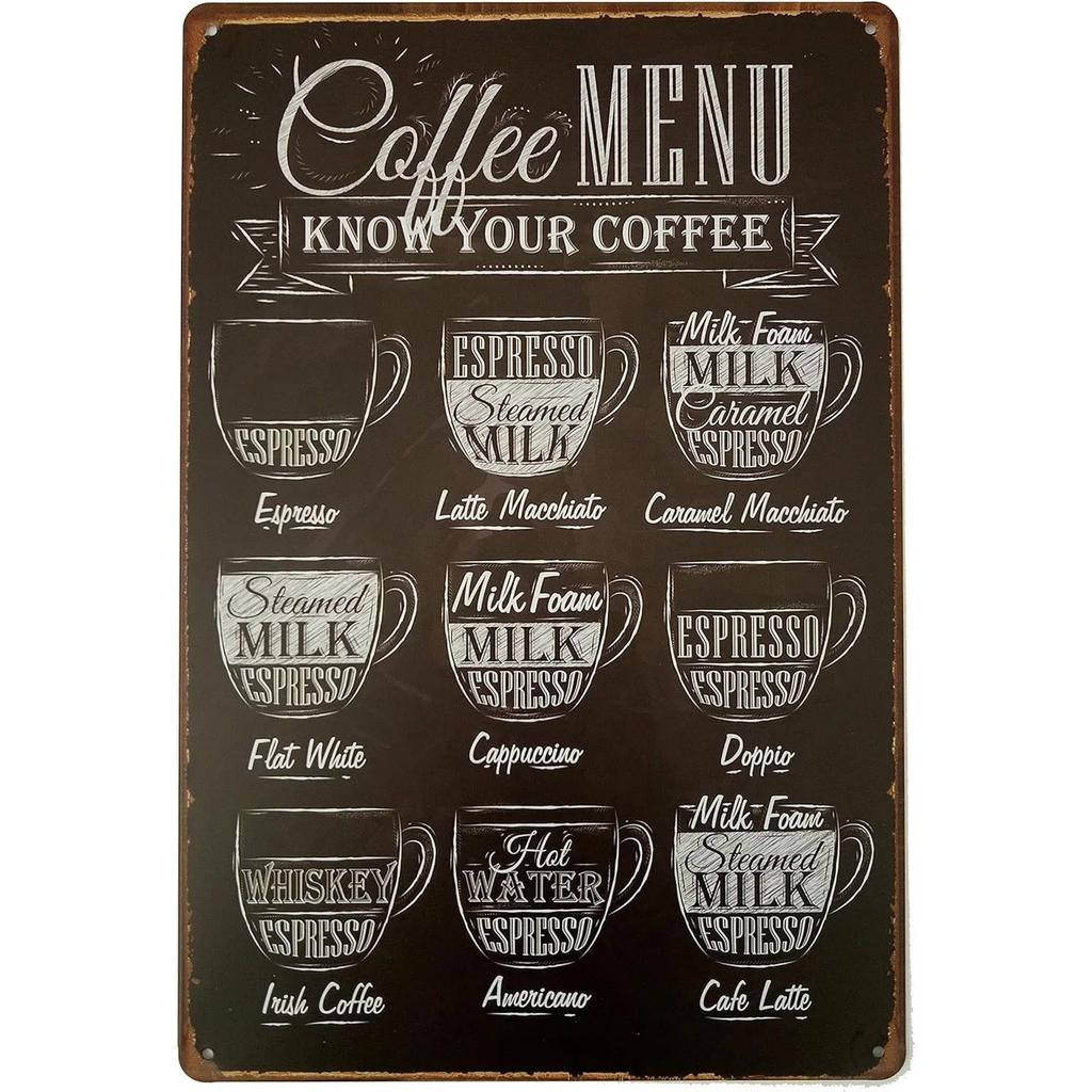 Vintage Coffee Metal Tin Sign Plaque Metal Plate Retro Wall Art Posters For Cafe Bar Pub Kitchen Club Iron Painting Decoratio