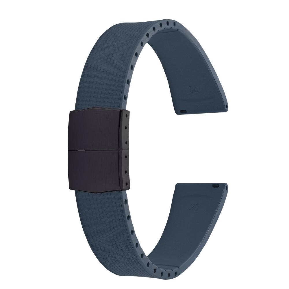 20mm Delugs CTS FKM Gummi Uhrenarmbänder mit 4 Farben Schmetterlingsschließe Einzigartige Textur Schnellverschluss Uhrenarmband für Markenuhr