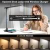 10W Mobile Phone Wireless Charging Desk Lamp Dimmable with Display Perpetual Calendar Alarm Clock Night Light Eye Protection