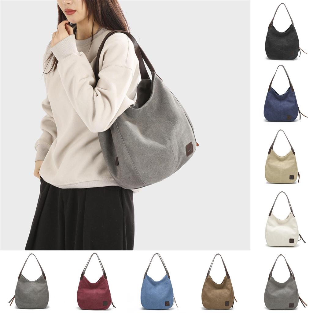 Borsa a Tote in Tela da Donna con Scomparti Multipli e Chiusura a Zip per Uso Quotidiano