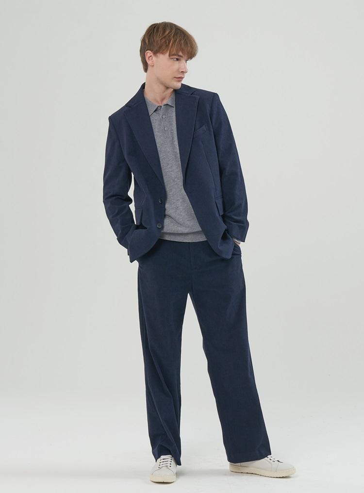 COMSPACE1980 Corduroy Wide Elastic Pants_Navy