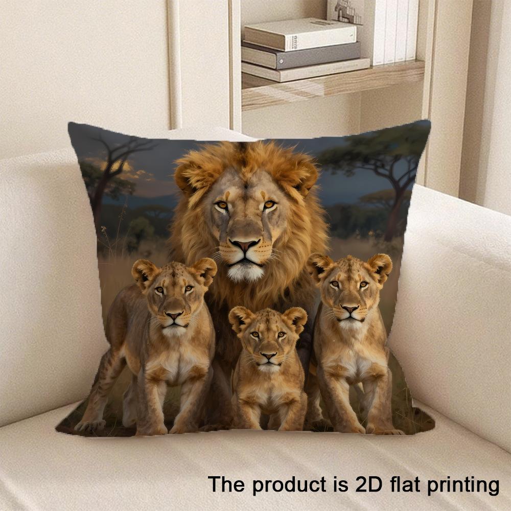 1pc Adorable Pet-themed 2D Flat Printing Pillowcases Sofa Cushion Cover Home Bedroom Room Decoration