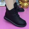 Autumn and Winter Fashion Casual Short Boots Retro Soft-soled Velvet Round Toe Shoes Lace-up Boots Flat-soled Comfortable Martin Boots
