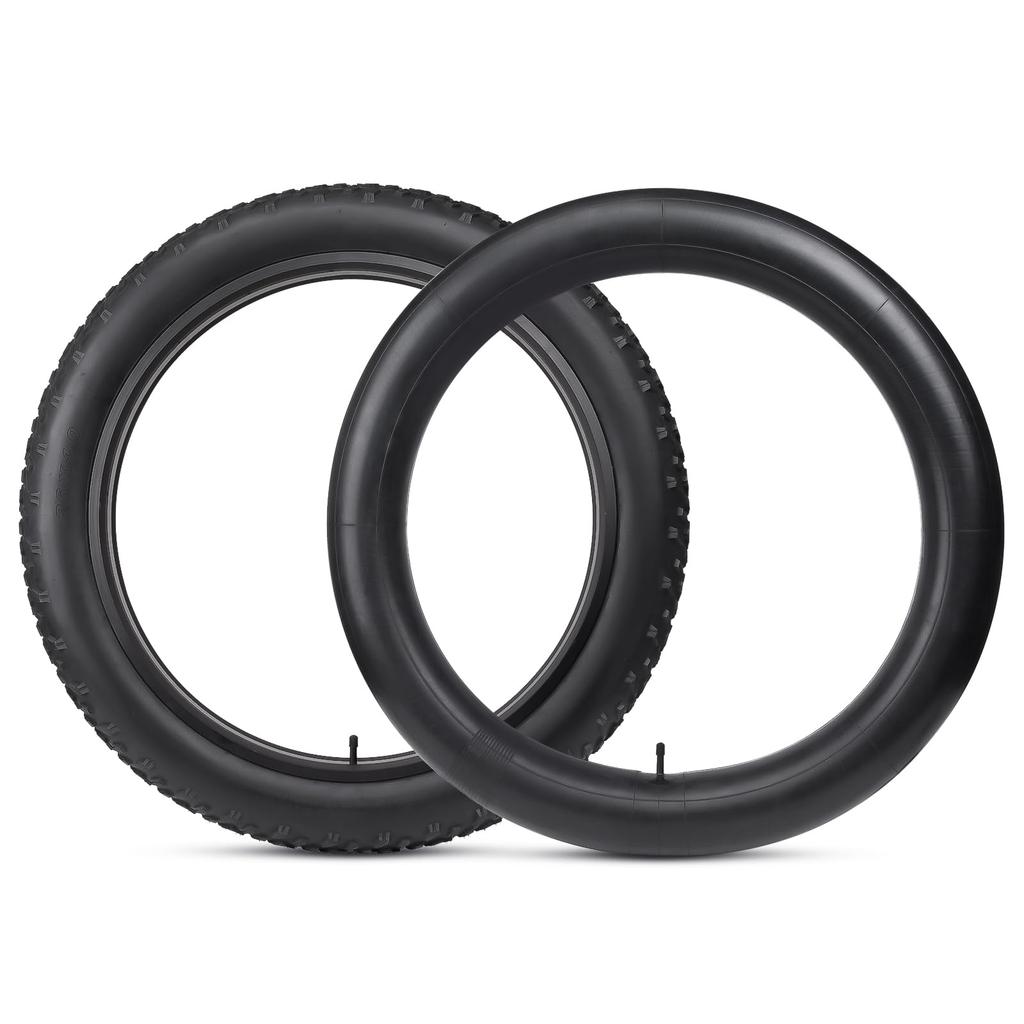 YunSCM 20x4.0 Tire Set with 20x3.5/4.0 Bicycle Tubes and 32mm Schrader Valves for 20-inch 4.0 Fat Bikes, Y-045