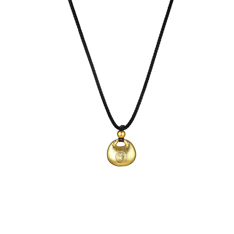 Chinese Style Sand Gold Necklace: Strong Color Retention, Light Luxury, Versatile Sweater Chain, High-End Clavicle Jewelry