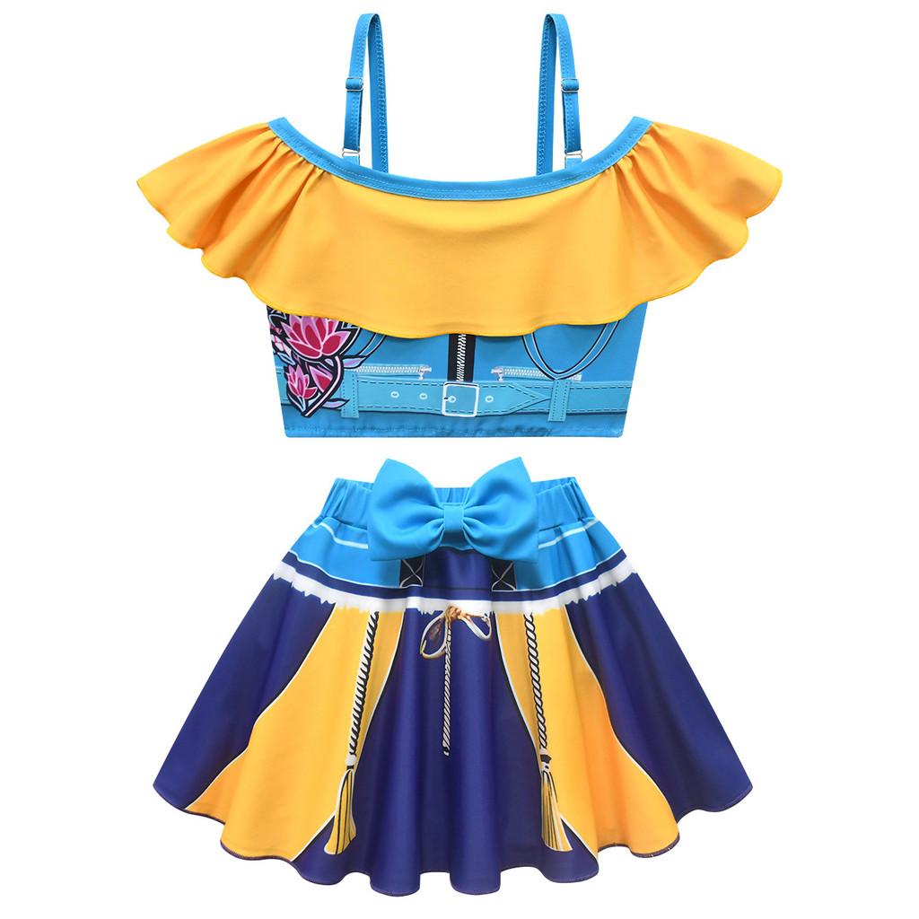 

Kids Girls Swimwear Zoey Print Swimsuit Top Skirt Sets 160cm