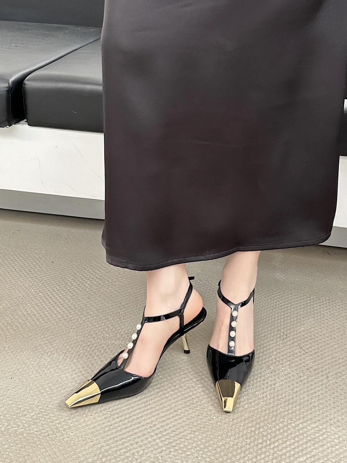 

Premium sense gentle evening shoes kitten heel bag head sandals women s shoes new empty single shoes 35 чорний