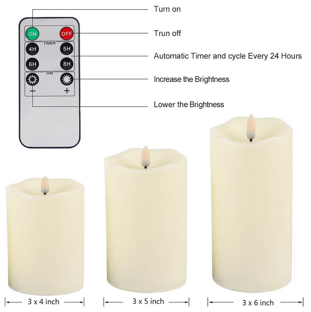 3PCS Flameless Candle Lights LED Candles Lamp With Remote Control for New Year Halloween Christmas Holiday Decor Candle Lights