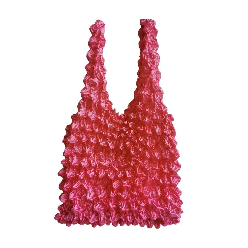 

Magic Stretch Bags Creative Expansion Fold Pleated Flexible Pleated Bag Bubble Multi Purpose Elastic Bag Women Outdoor рожевий червоний колір