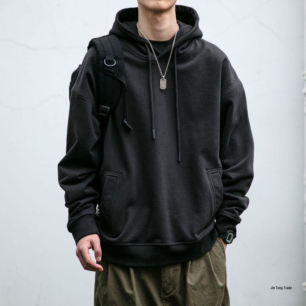 Men's American Retro Heavyweight Hoodie - New Autumn/Winter Trend, Loose Fit with Plus Velvet.