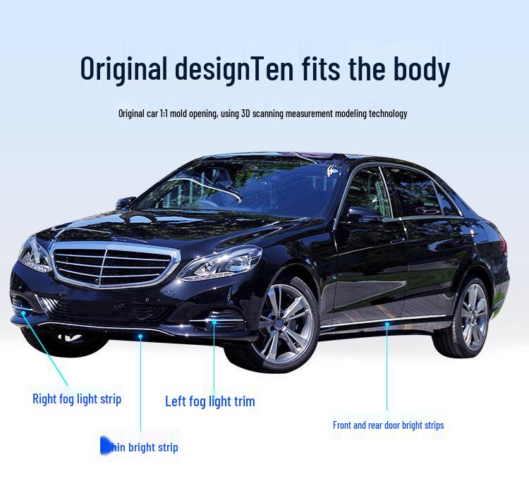 Front & Rear Bumper Chrome Trim for Mercedes-Benz: E180, E200, E260, 300L