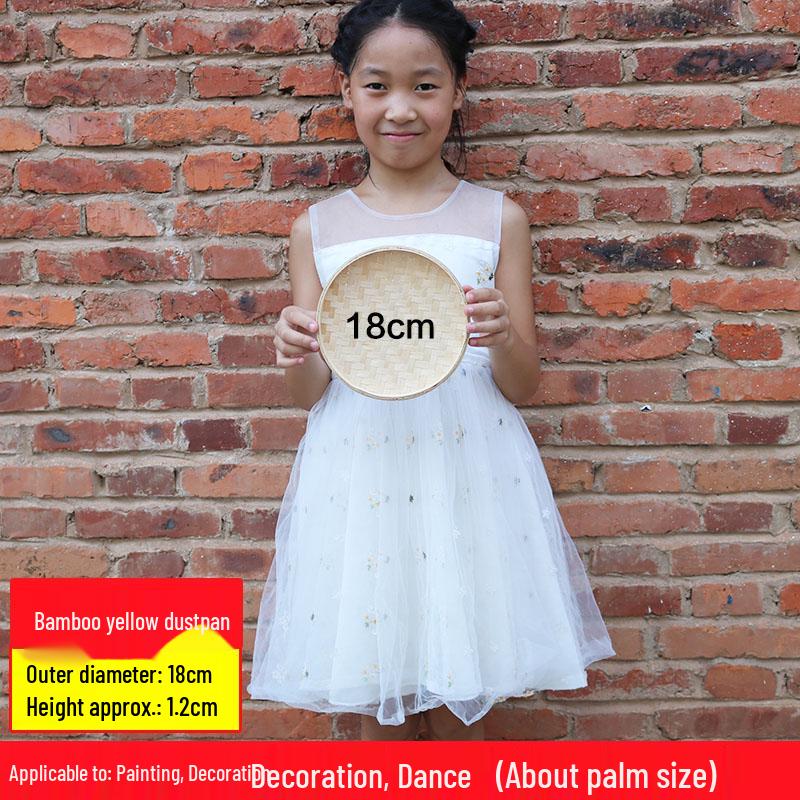Round Bamboo Winnowing Basket - Woven Sieve & Placemat, Ideal for Kindergarten Painting & Decoration.