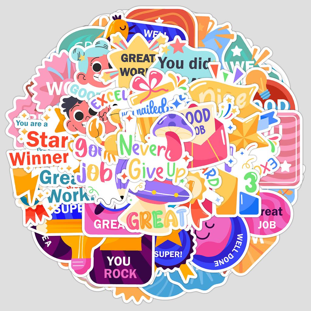 50 Pieces of Reward Series Graffiti Stickers, Water Cup, Luggage, Waterproof Decorative Stickers, Creative Reward Stationery Stickers