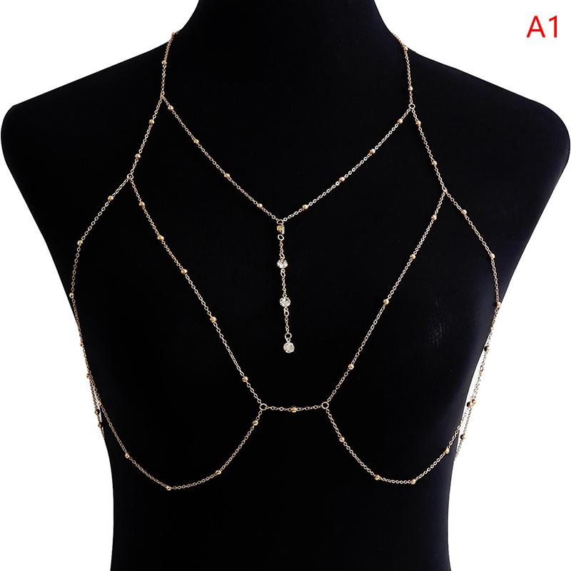 Cross Chest Breast Belly Body Chain Necklace For Women Girls Bra Wedding Sexy Ball Body Jewelry Prom Party Deco Accessories