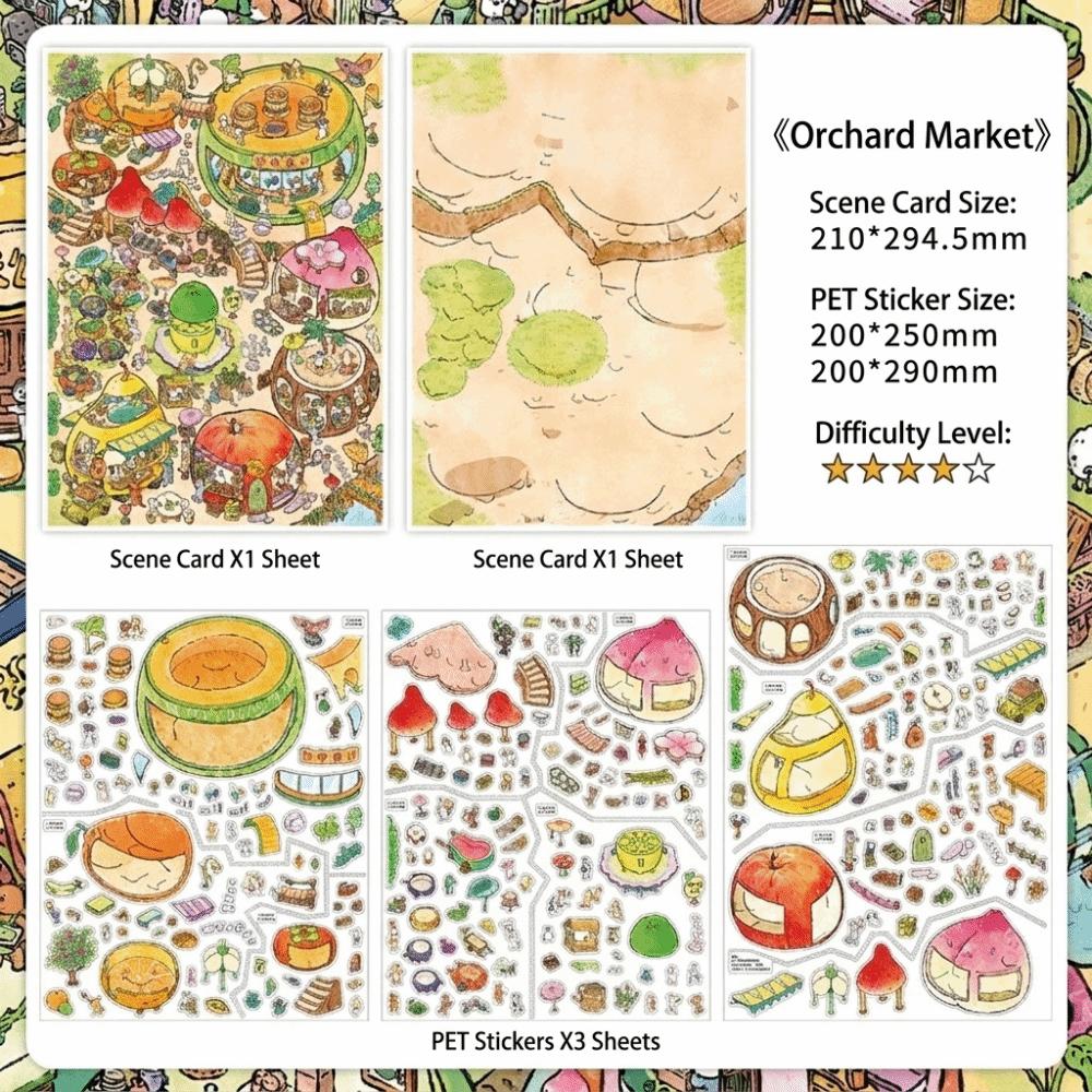 1 Set 2 Themes Miniature Scene Collage PET Scene Stickers Artistic Sticker Sheet  Scrapbooking Style2