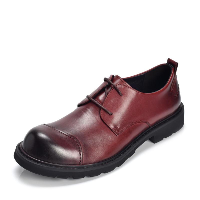 Big Head Genuine Leather Men's Lace-up Formal & Casual Round Toe Shoes, Large Size, Handmade for Wedding & Business