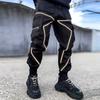 2024 Four Seasons Men's Fitness Outdoor Jogging Cotton Casual Pants Reflective Decorative Sports Pants Hip Hop Rope Overalls