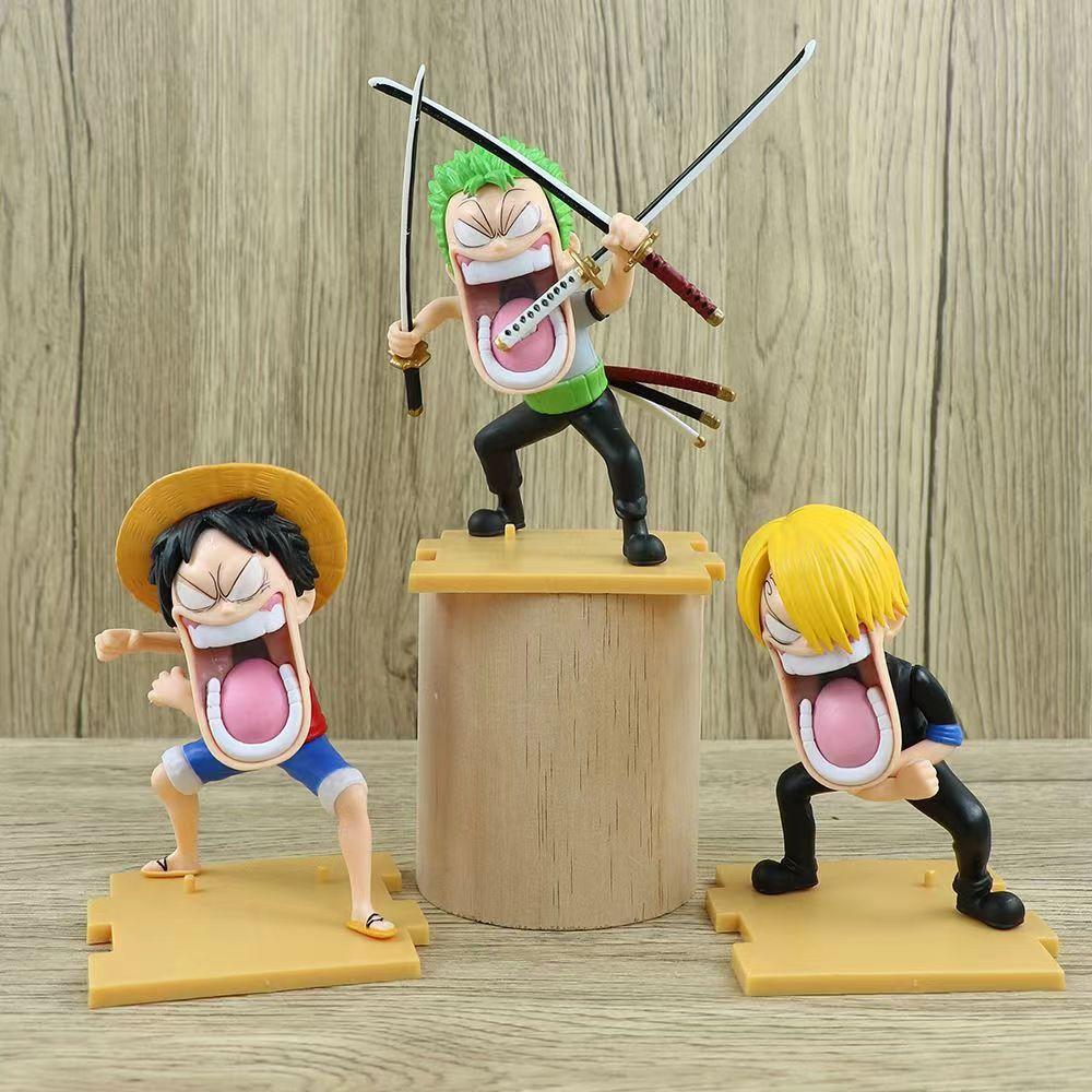 15cm One Piece Anime Figures Three Captains Sanji Monkey D Luffy Roronoa Zoro Action Figure Hungry Trio PVC Model Toys Beautiful Gifts