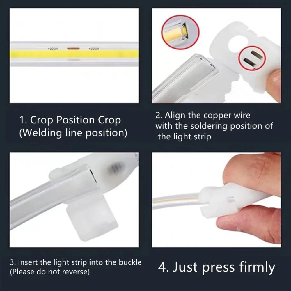 220V Led Strip Waterproof Lens COB Flexible Ribbon With Switch/Dimmable EU Plug For Room Bedroom Kitchen Outdoor Garden Lighting