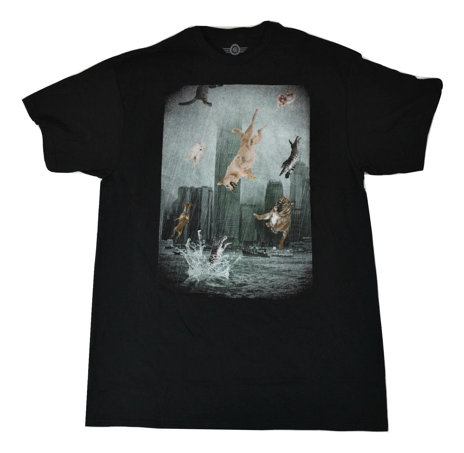 Mad Engine Mens It s Raining Cats & Dogs Funny Black Shirt New S, 2XL 2XL