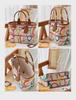 2025 Handmade Genuine Leather & Canvas Tote - Colorful Women's Garden Shopping Bag