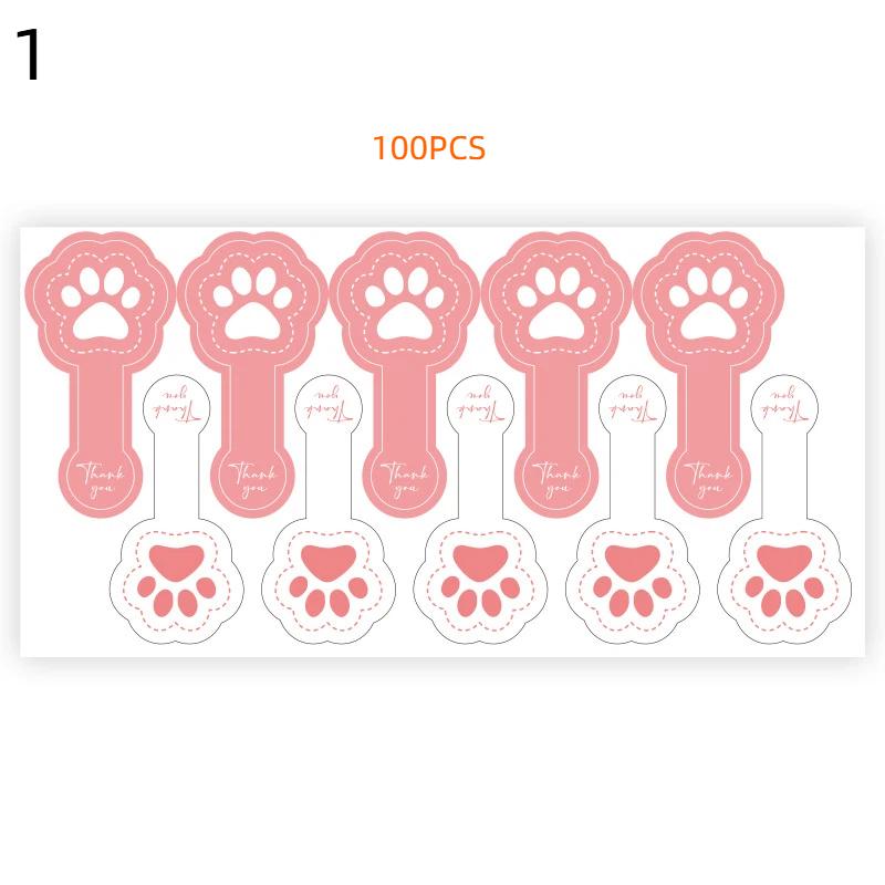 

100Pcs Cat Paw Self-Adhesive Packaging Sealing Labels Stickers Long Strips Handmade Sticker For Biscuit Cake Baking Decoration 900*900*700MM