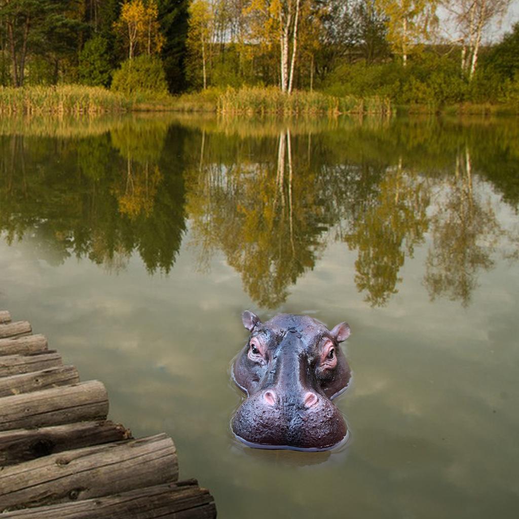 1 plovoucí hlava hrocha na hladině vody, kreativní dekorace zahradního jezírka, plovoucí zvířecí dekorace, pryskyřičné řemesla