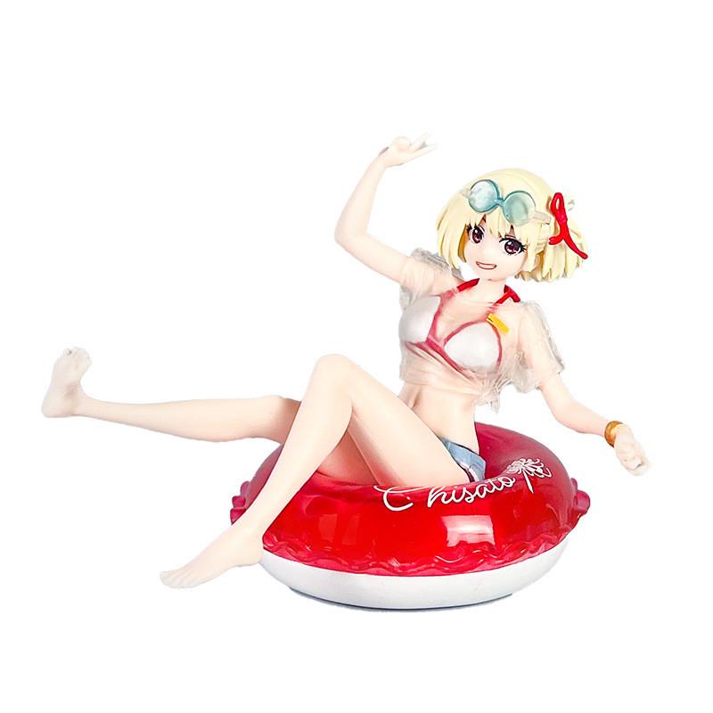Lycoris Recoil Nishikigi Chisato Pvc Anime Figure With Sitting Pose And Swim Ring For Collectors