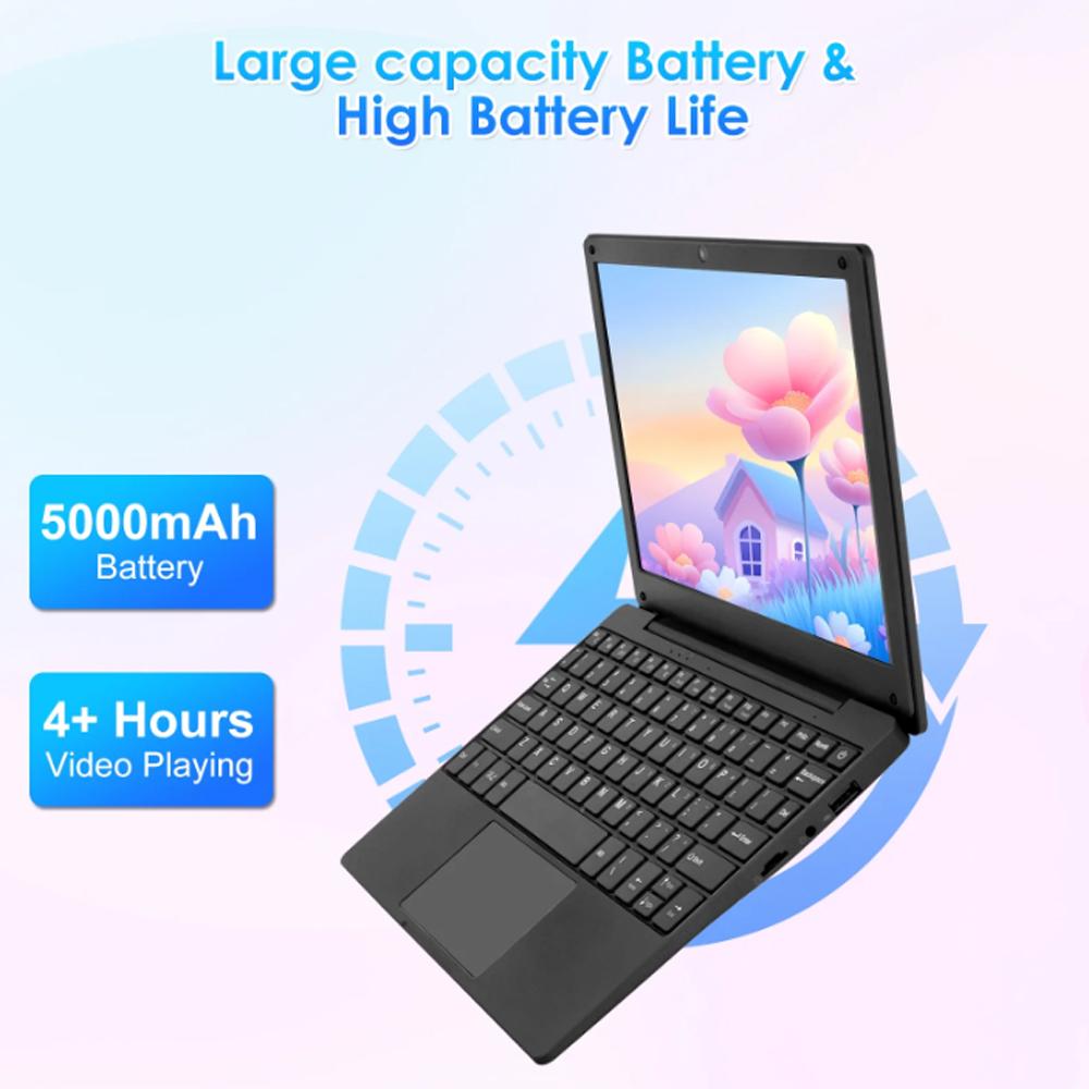 Φορητός Μίνι Φορητός Υπολογιστής Android 13 10,1 ιντσών με Οκταπύρηνο 4GB RAM 128GB για Μάθηση και Ψυχαγωγία Παιδιών