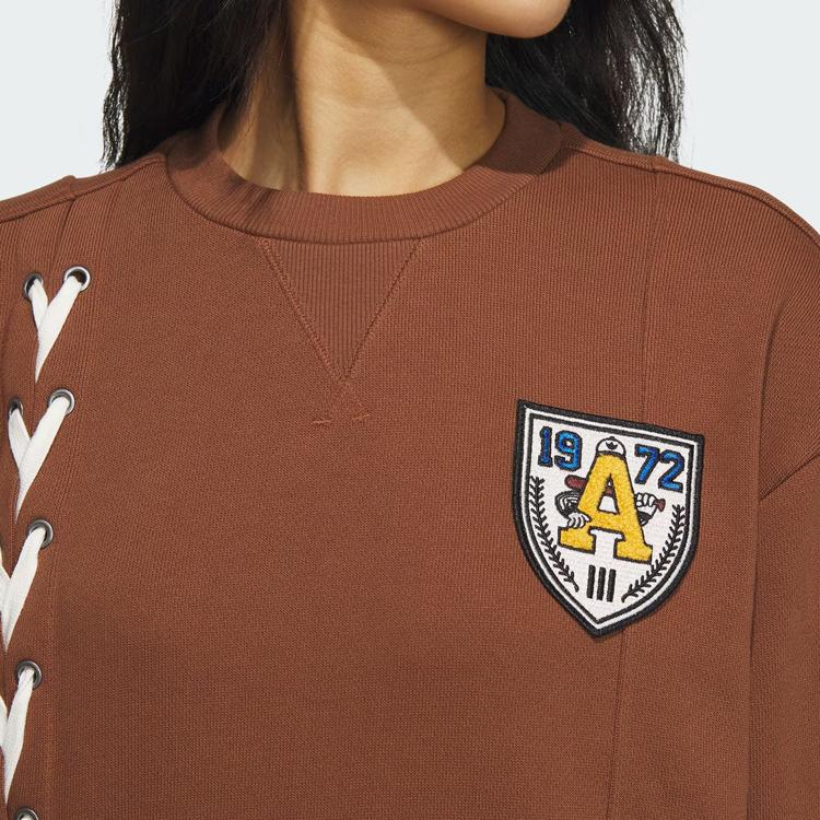 adidas Originals Trefoil Sportswear Hoodie With Logo Embroidery And Loose Fit Women Tops Brown IN1092