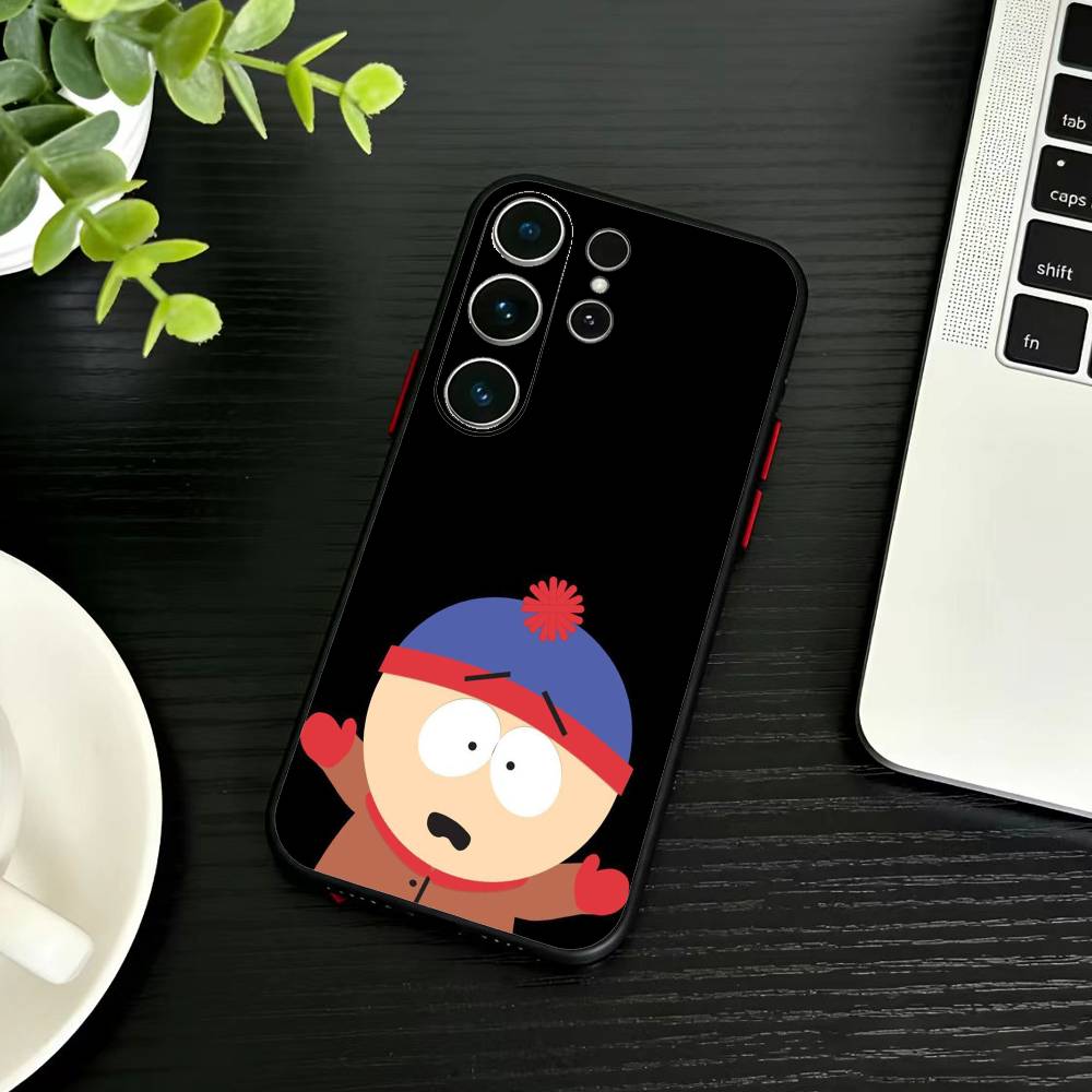 M-South P-Park Cartoon Phone Case For Samsung S26,S25,S24,S23,S22,S21,S20,Ultra,Plus,FE Black Soft Cover