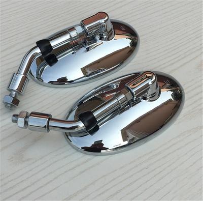 2 Pcs. Universal Retro Oval Modified Coffee Short Handles Chrome Plated Rear View Wide Field Of View For Motorcycles And Electric Vehicles