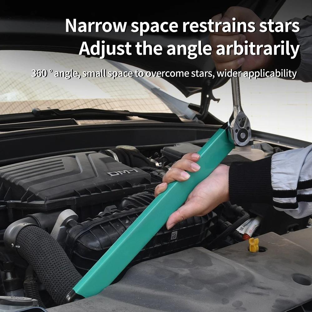 Dual Head Offset Extension Wrench Multi Functional Tool with 1/1 1/1 1/8 Drive Adapters Universal for Tight Spaces