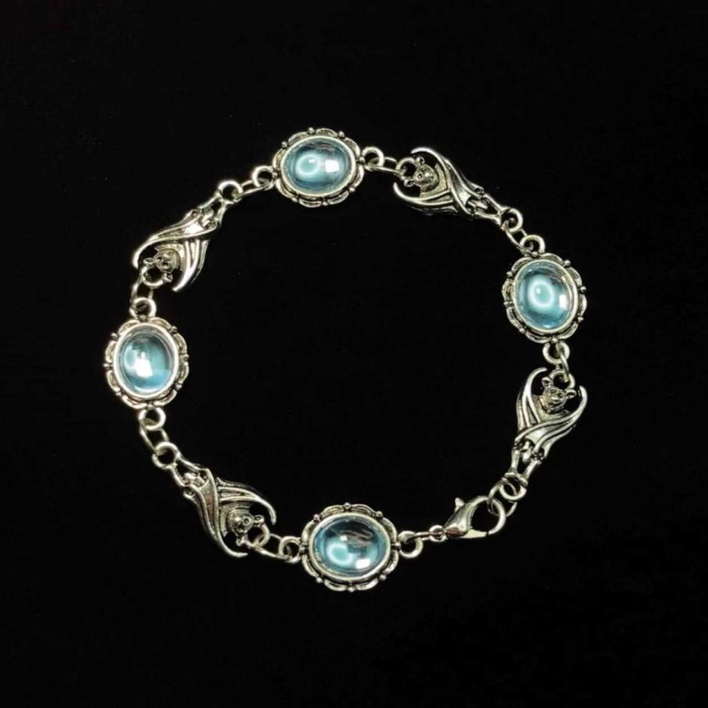 Bat Jewelry Bracelet Alloy Silver And Blue Glass Beads For Women And Men Gift