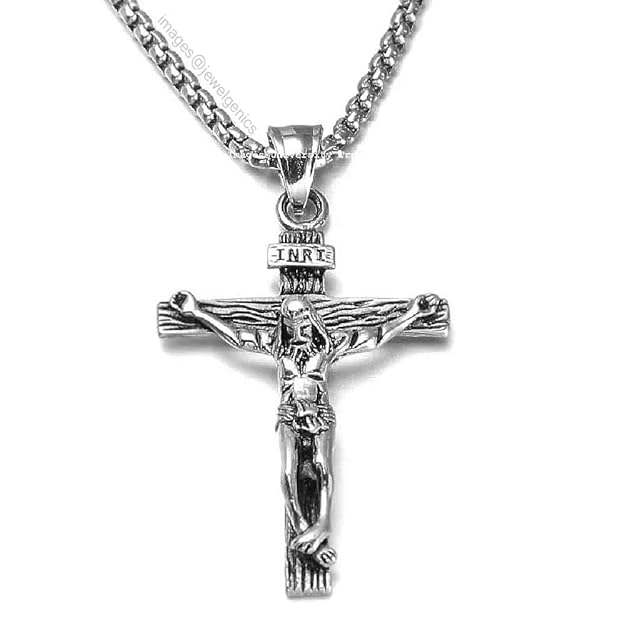 @Collier Pendentif Croix Plaqué Argent Acier UKD715 80% de réduction