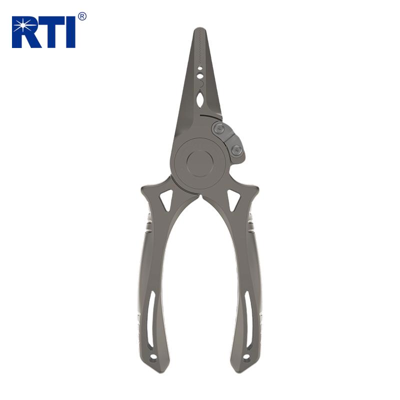 Custom Titanium Alloy Multitool Line Cutting Fishing Pliers With Hook Remover серый