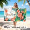 Floral Garden Theme Soft Beach Towel Personalized Custom Name Text Towel Portable for Beach Pool Travel