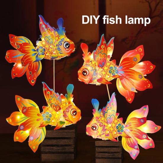 DIY Lantern Material Pack Cartoon Goldfish Design Traditional Mid-Autumn Lantern Festival Decoration Chinese Culture Decor