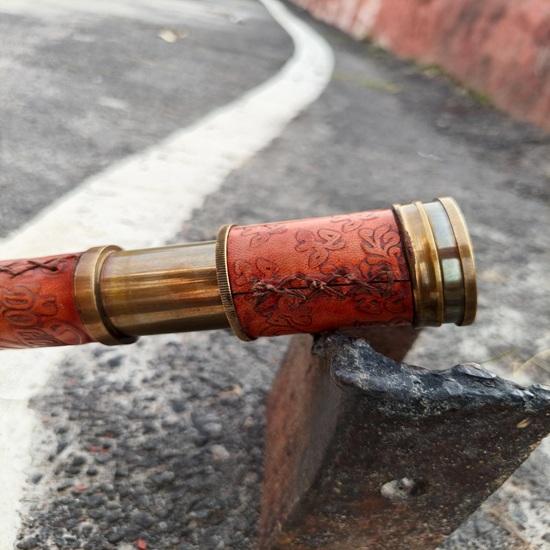 Brass Telescope Spyglass with Leather Case Dollond London 1920 Engraving 40.64 Cm Nautical Maritime Decor Gift Wedding Anniversary Birthday Christmas