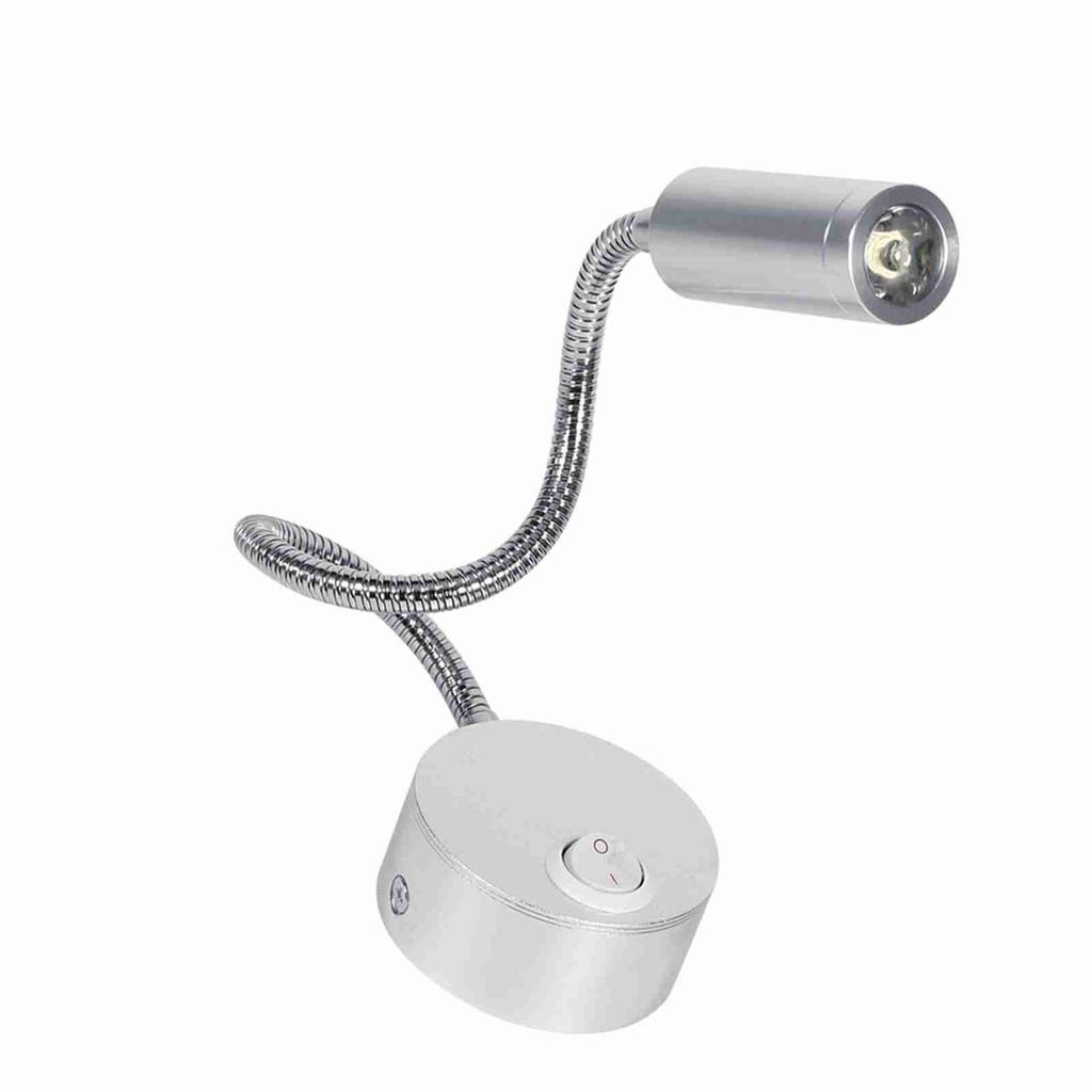 AC85-265V 3W Warm White LED Reading Study Bed Lamp With Gooseneck OFF/ON Switch(3W Warm White)