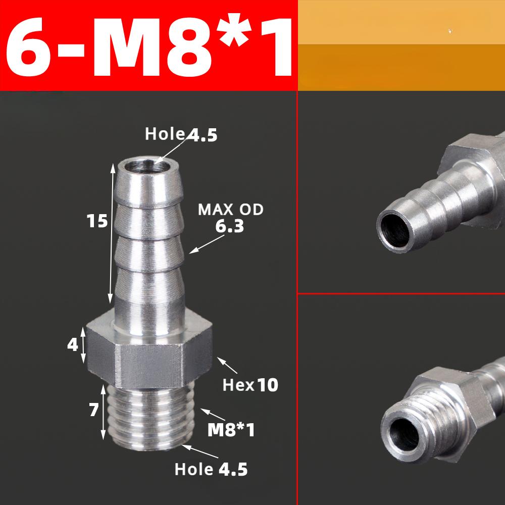 M3 M4 M5 M6 M8 M10 M12 M14 M16 Metric Male To 3 4 5 6 8 10 12 Mm Hose Barb Nipple 304 Stainless Steel Pipe Fitting Air Water Gas