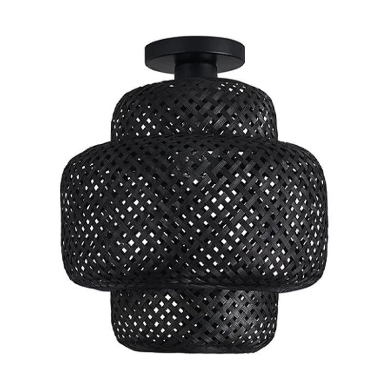 

Японская подвесная лампа в стиле дзен, изготовленная из плетеного бамбука, креативная, для спальни в хоумстее, кабинета, бамбуковое художественное освещение NO BULB чёрный