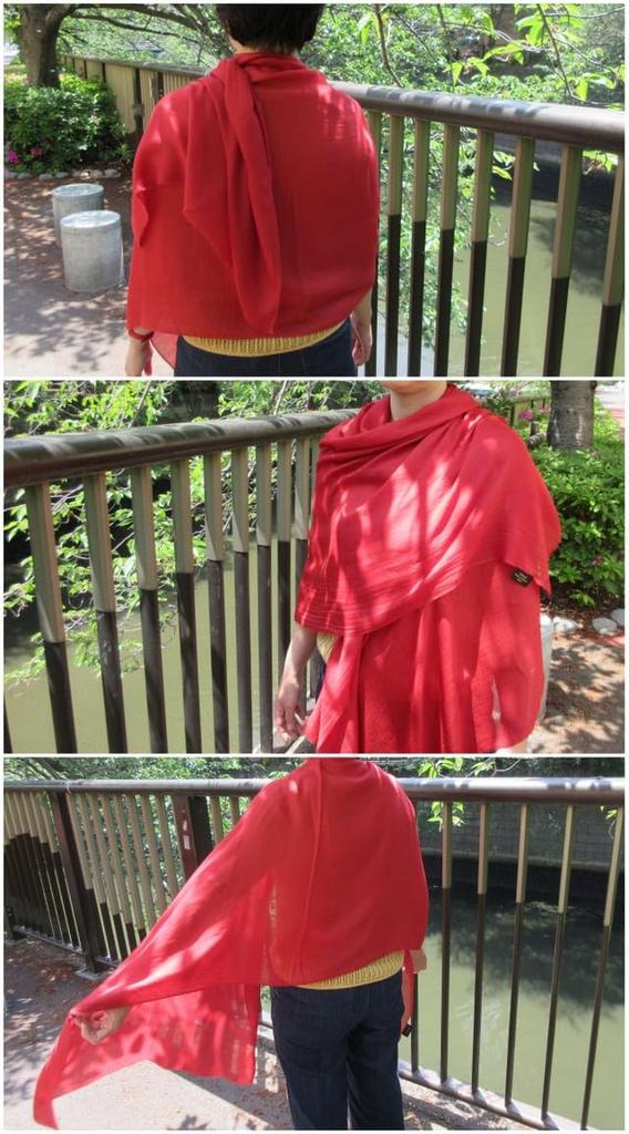 Modal Stole Shawl Large Diamond Weave Shared Silk Touch Made In India Thin Spring Summer Autumn Red 60th Birthday Women All Over the Women's Men's [.a