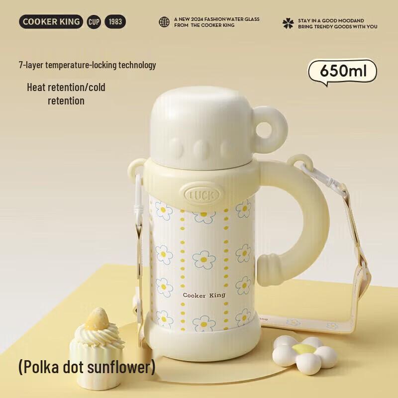COOKER KING 650ml Polka Dot Sunflower Insulated Bottle