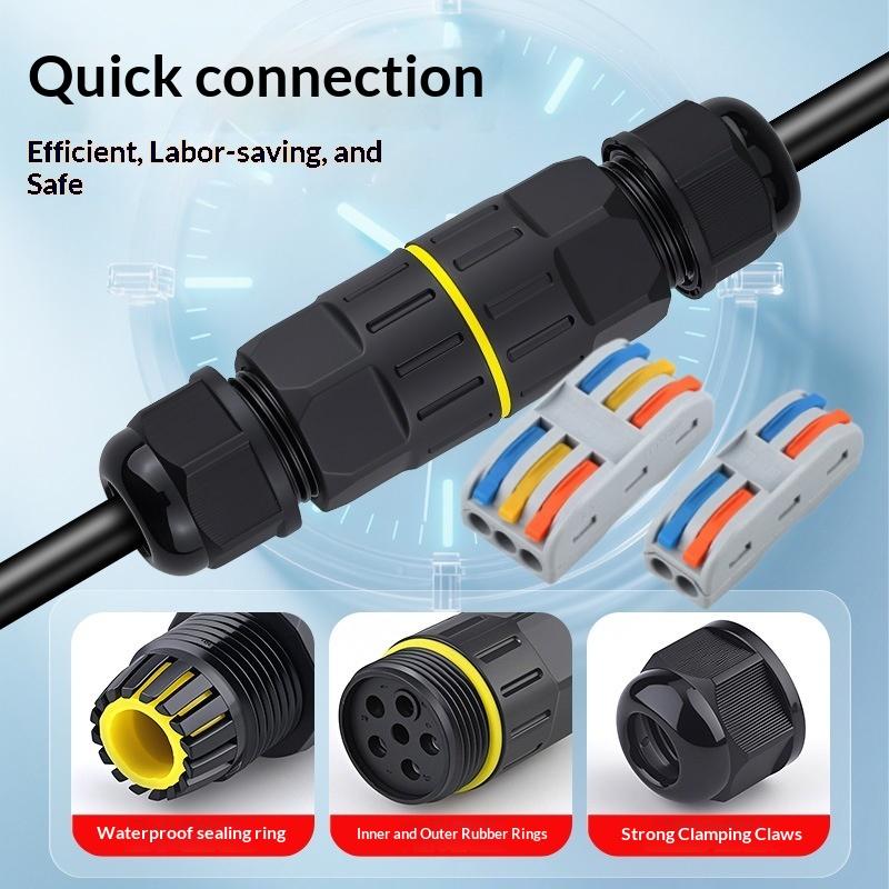 1 Set Quick Connection 2/3 In 2/3 Out 2/3Pin Electrical Terminal Adapter Wire Connector Ip68 Waterproof Cable Connector