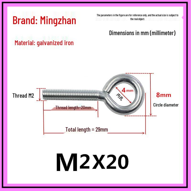 Closed Hook Eye Bolt Screw Ring Hanger - M2.5 to M8 Machine Thread